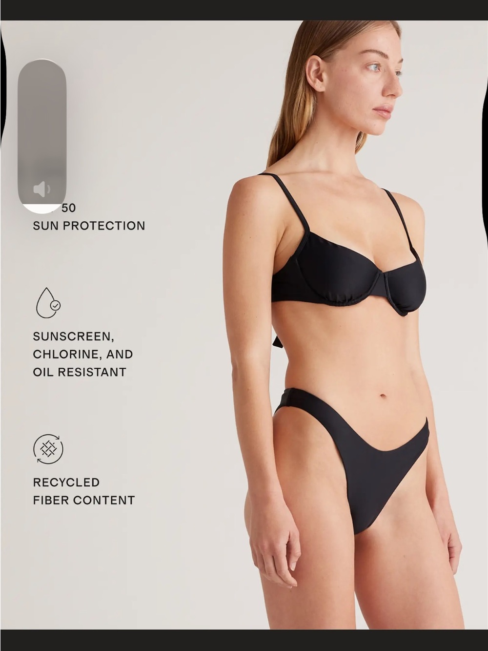 Quince Italian High-Leg Bikini Bottoms Black Size M NWT